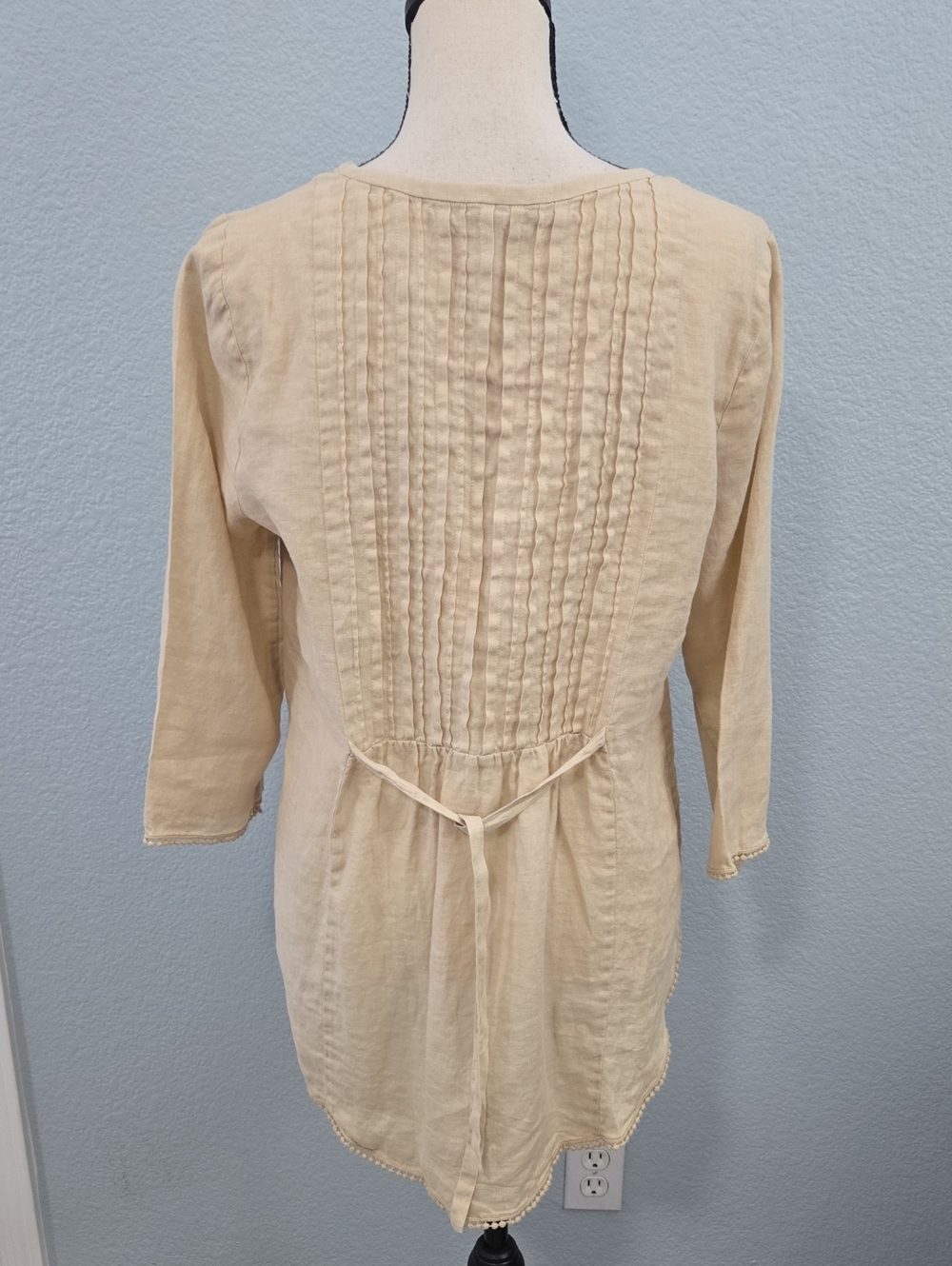 CALYPSO ST BARTH Pintuck Peasant Tunic Henley Cotton Sz Medium Cotton - Picture 6 of 10